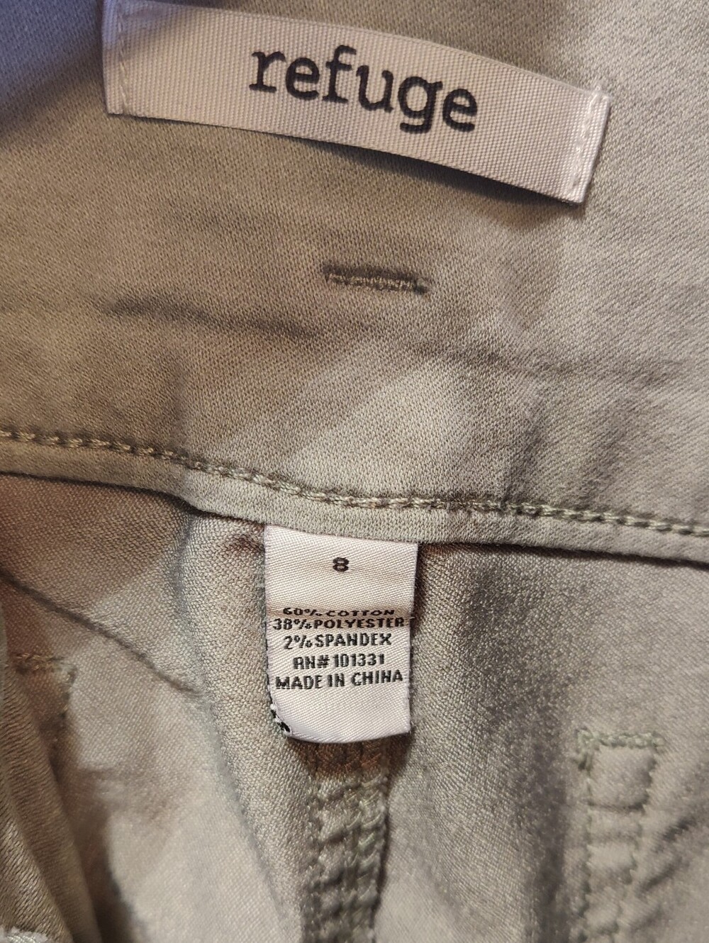 Refuge Olive Green High Rise Triple Button Skinny Pants Size 8 - Picture 5 of 6